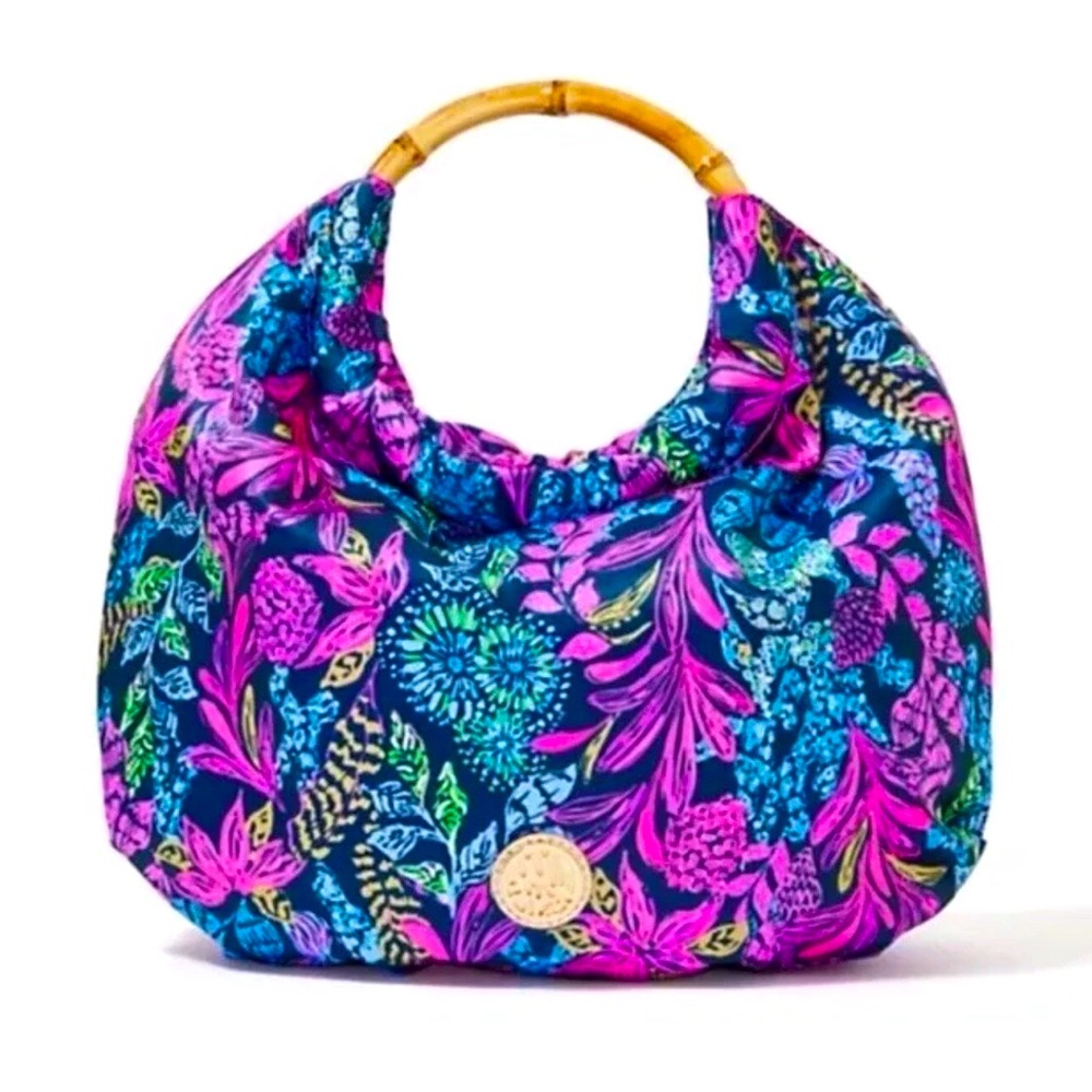 Lilly Pulitzer Bamboo Bag. In Aegean Navy Print. NWT.